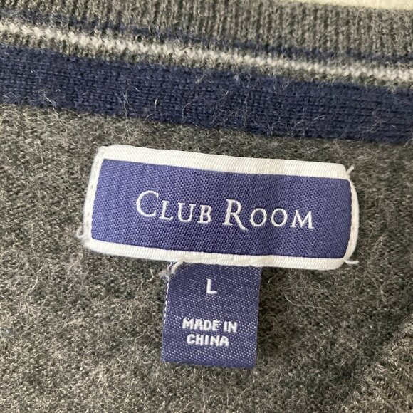 Club Room Merino Wool Blend Sweater Gray Crewneck Minimalist Essential Classic L - Picture 7 of 9
